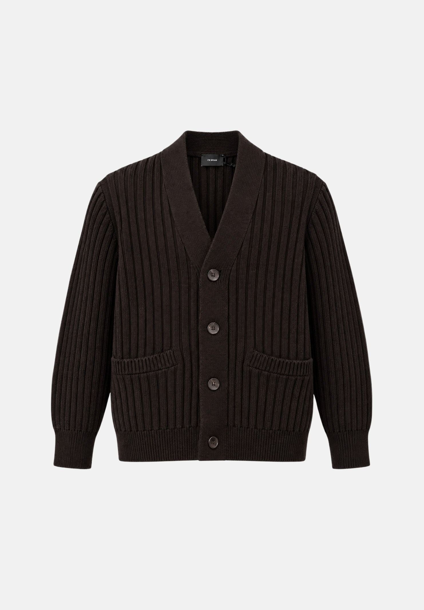 I'M BRIAN Cardigan in maglia a coste moro marrone da uomo MA3807 020 I'M BRIAN 