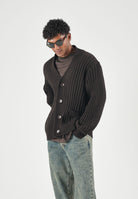 I'M BRIAN Cardigan in maglia a coste moro marrone da uomo MA3807 020 I'M BRIAN 