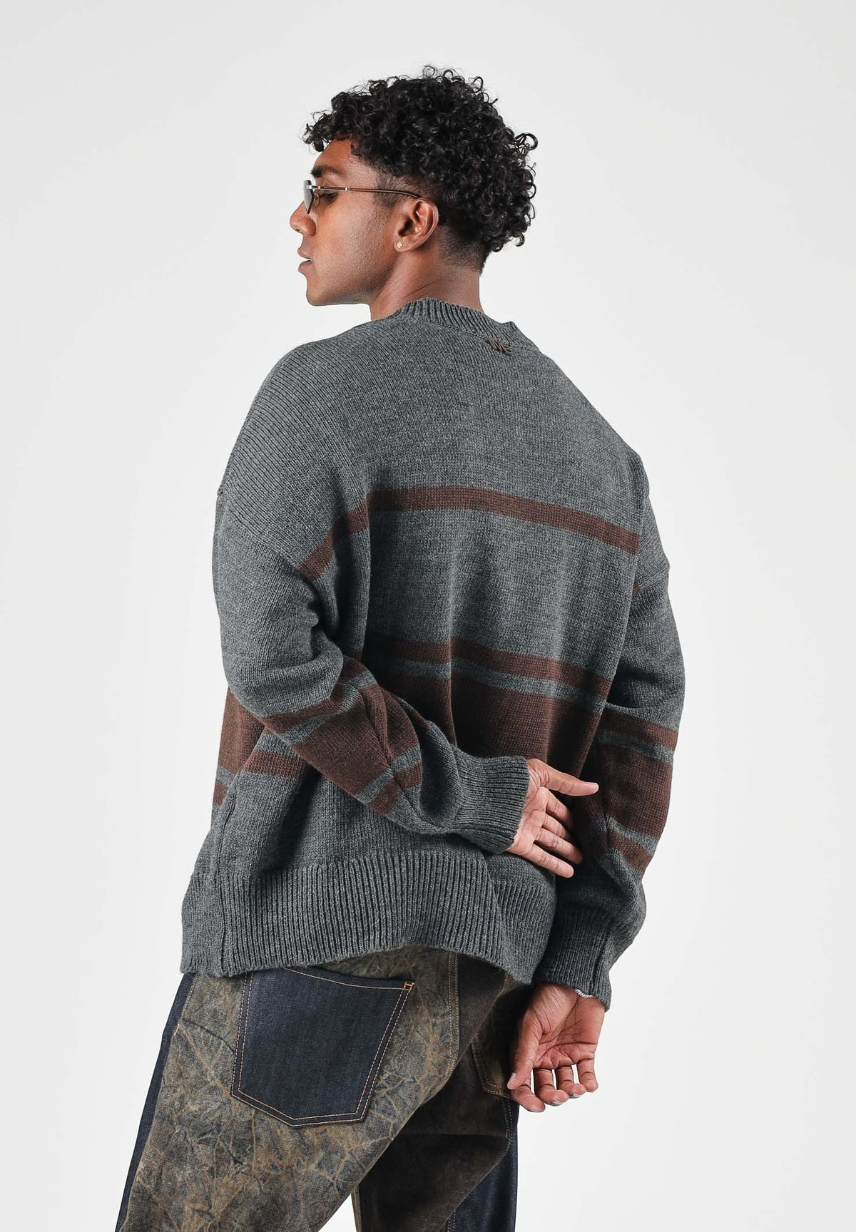 I'M BRIAN Cardigan corto grigio per uomo e donna con scollo a V, chiusura frontale con bottoni e fantasia MA3808 GR I'M BRIAN 
