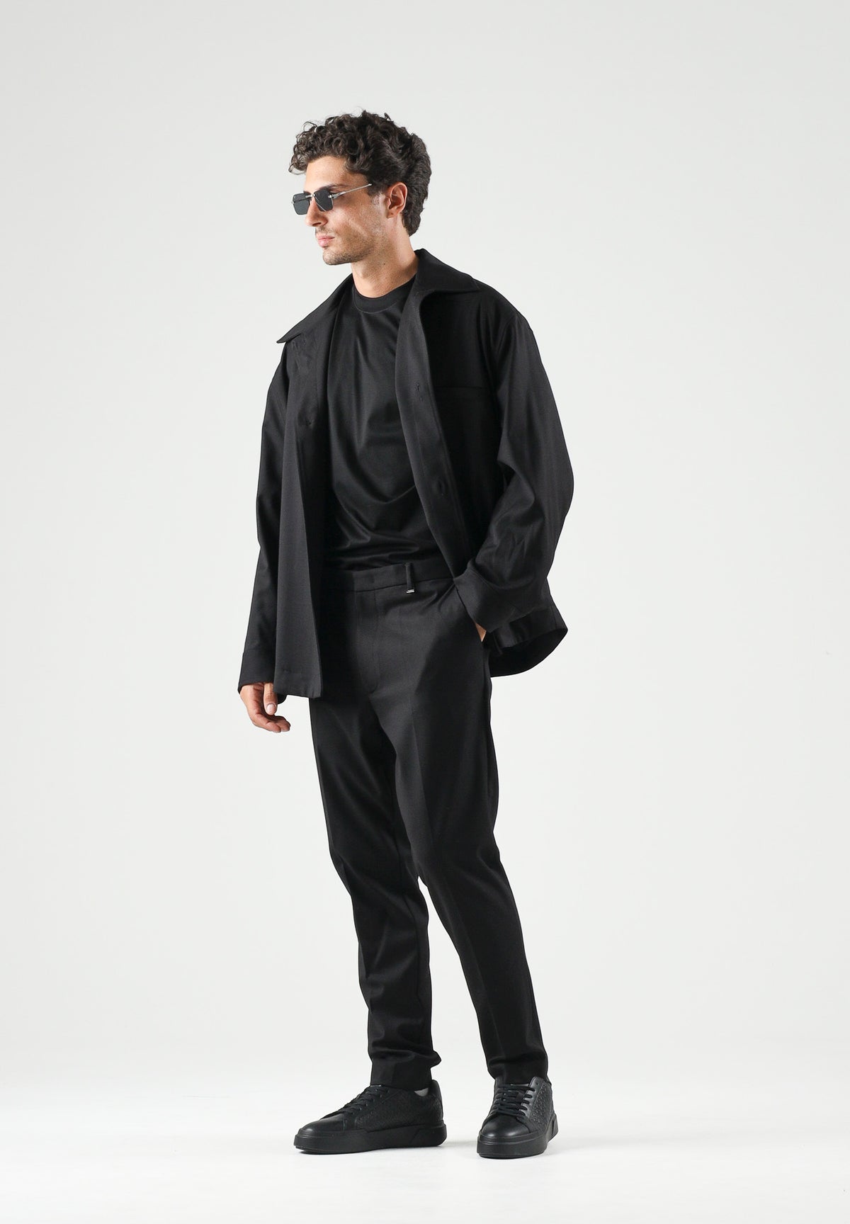 I'M BRIAN Pantalone elegante nero per uomo con passanti per cintura e taglio sartoriale. PA3893 009 I'M BRIAN 