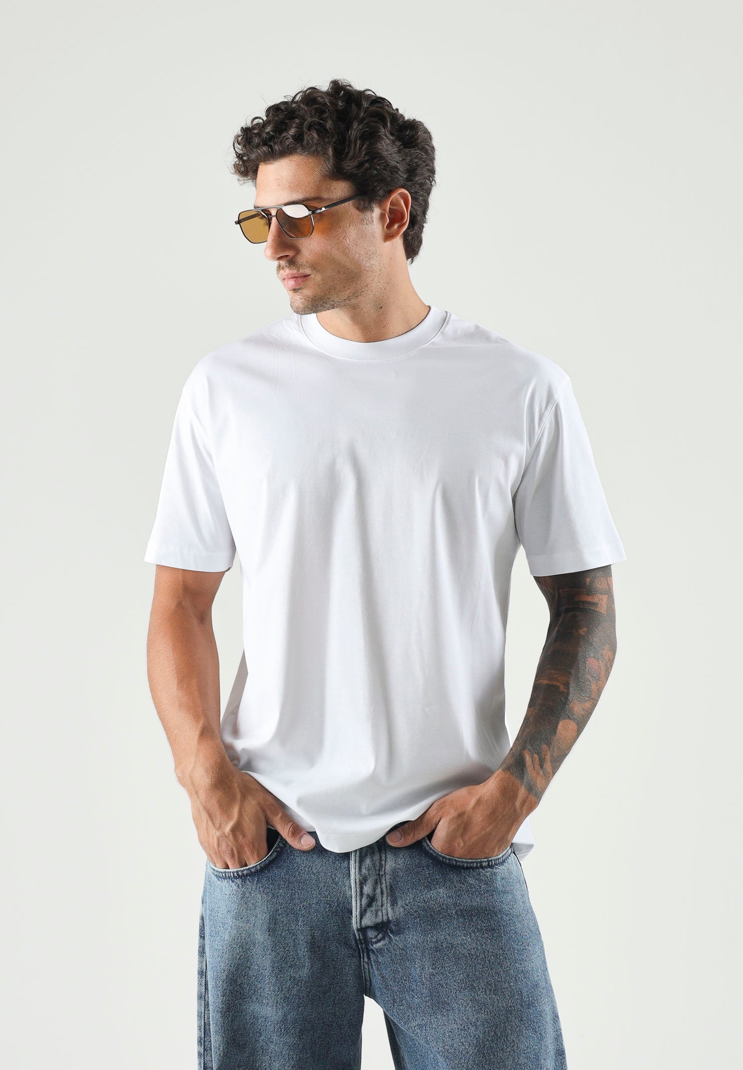 I'M BRIAN T-shirt girocollo bianca da uomo a tinta unita TS3930 002 I'M BRIAN 