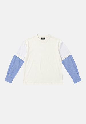I'M BRIAN T-shirt manica lunga off white-bianca per uomo con design a contrasto bicolore e maniche lunghe dal taglio moderno TS3936 OFF I'M BRIAN 