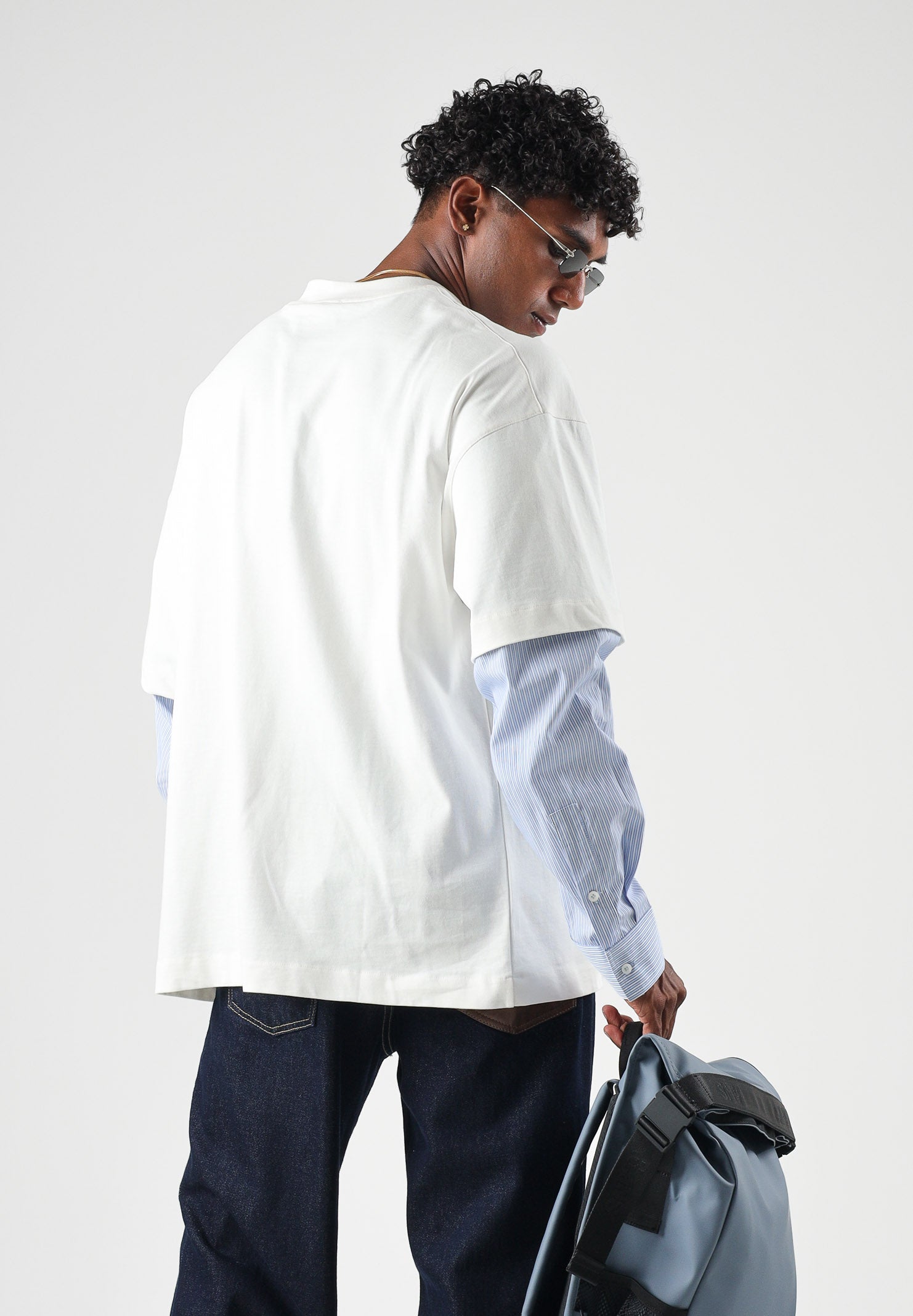 I'M BRIAN T-shirt manica lunga off white-bianca per uomo con design a contrasto bicolore e maniche lunghe dal taglio moderno TS3936 OFF I'M BRIAN 
