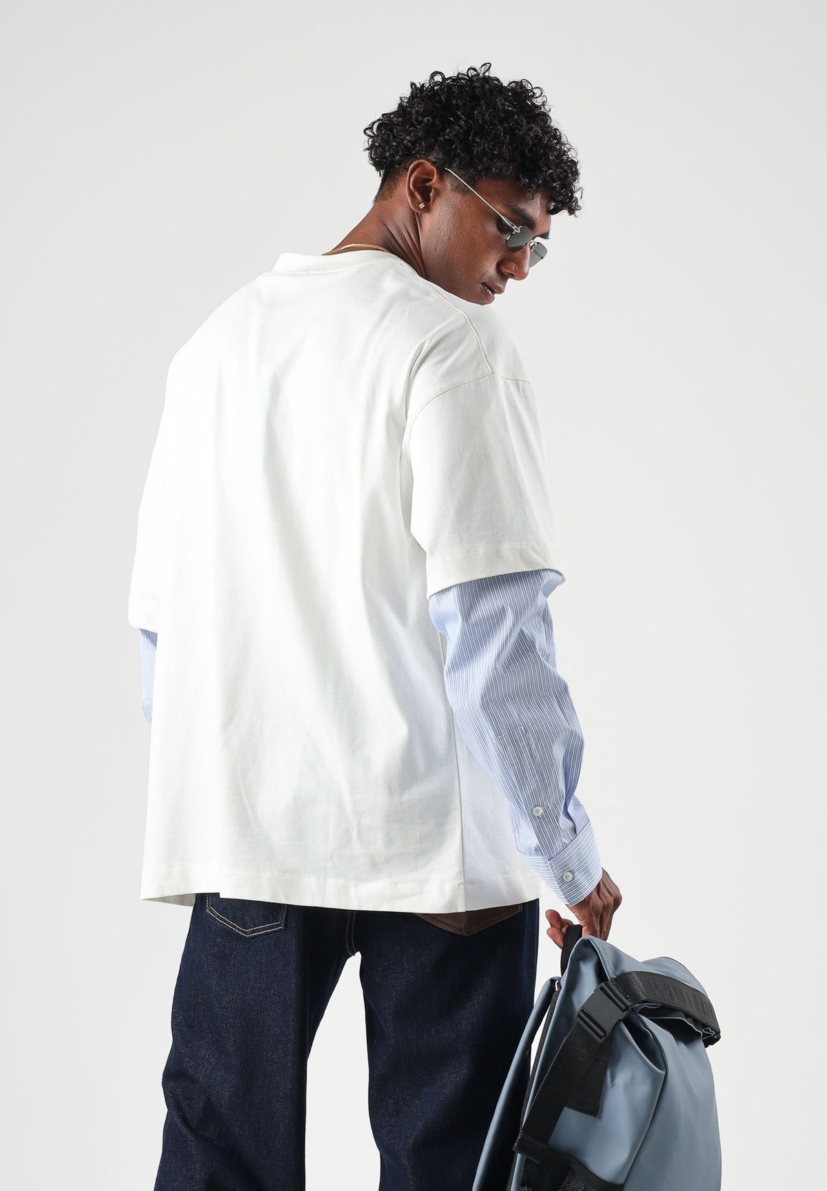 I'M BRIAN T-shirt manica lunga off white-bianca per uomo con design a contrasto bicolore e maniche lunghe dal taglio moderno TS3936 OFF I'M BRIAN 