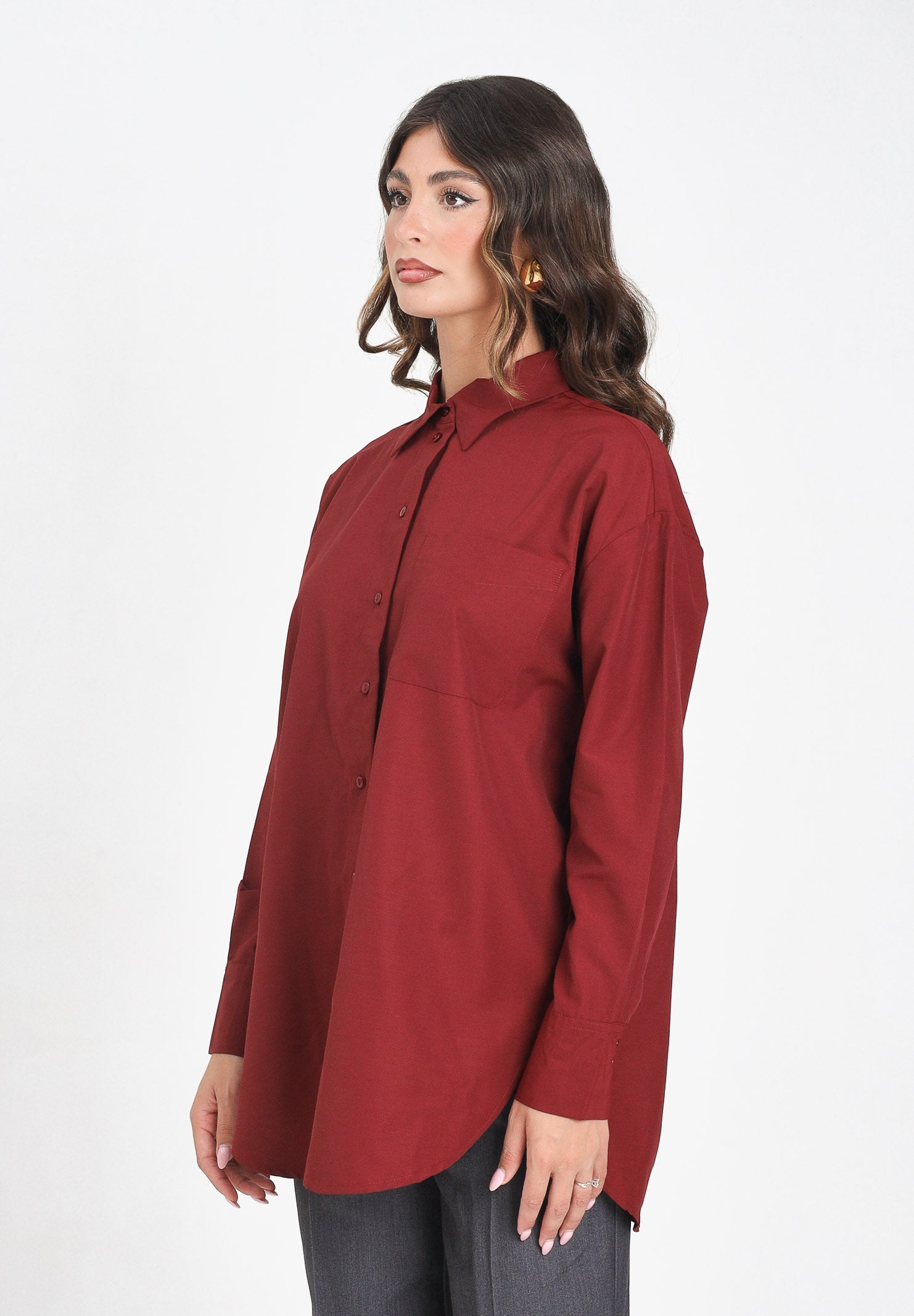 JDY Camicia a manica lunga bordeaux da donna 15311717 Cabernet JDY 