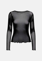 JDY Top trasparente nero per donna con scollo rotondo e tessuto in tulle leggero. 15356004 BL JDY 