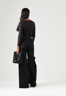 JDY Top trasparente nero per donna con scollo rotondo e tessuto in tulle leggero. 15356004 BL JDY 
