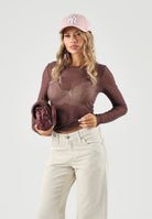 JDY Top maniche lunghe viola da donna con finiture arricciate sui bordi 15356004 HU JDY 