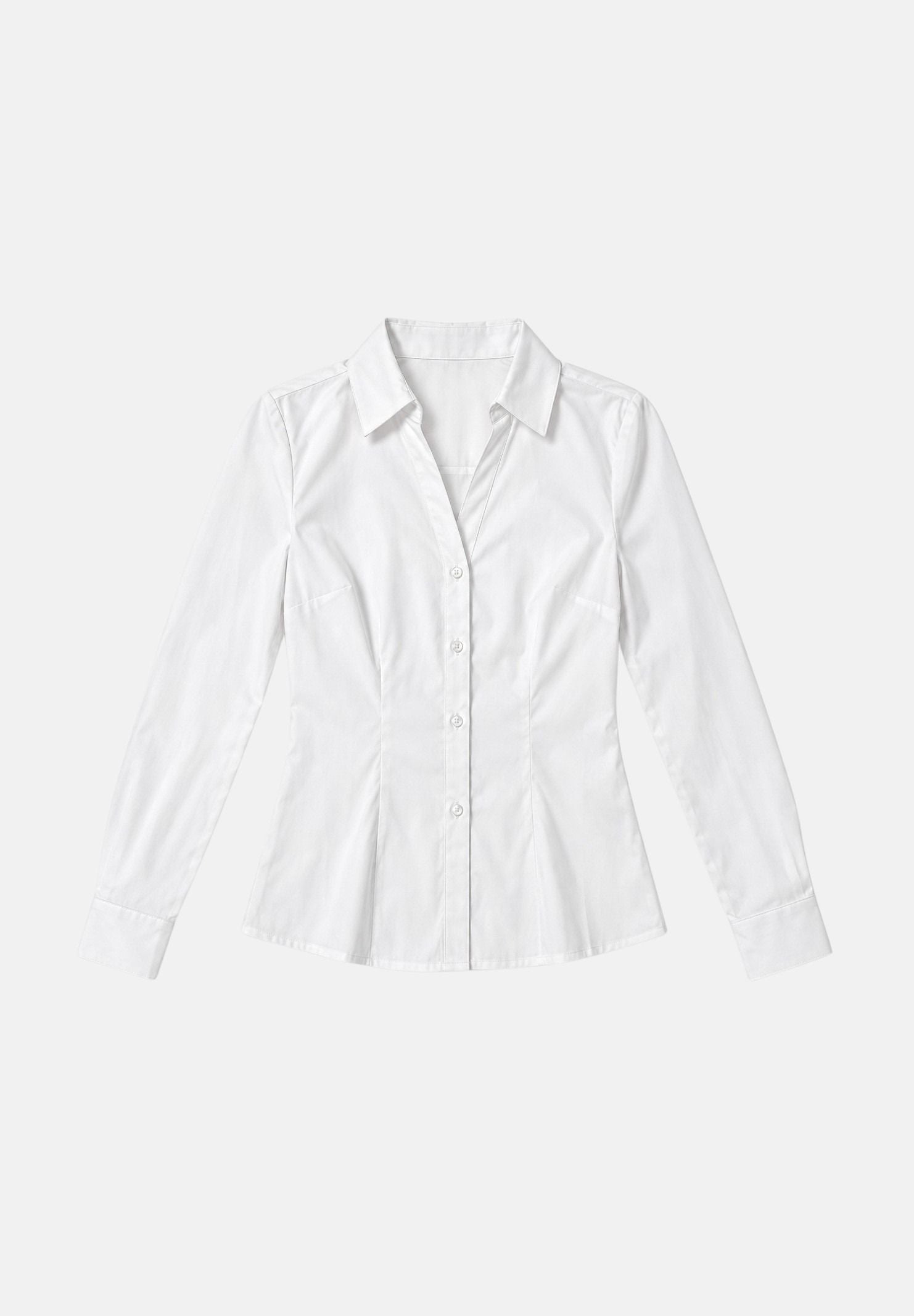 JDY Camicia manica lunga MIO bianca da donna con colletto classico e linea sagomata. 15370452 WH JDY 