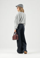 JDY Felpa girocollo COLLEGE grigia da donna con scritta frontale a contrasto e interno felpato 15370526 LI JDY 