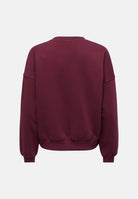 JDY Felpa girocollo COLLEGE bordeaux da donna con scritta frontale a contrasto e interno felpato 15370526 WI JDY 