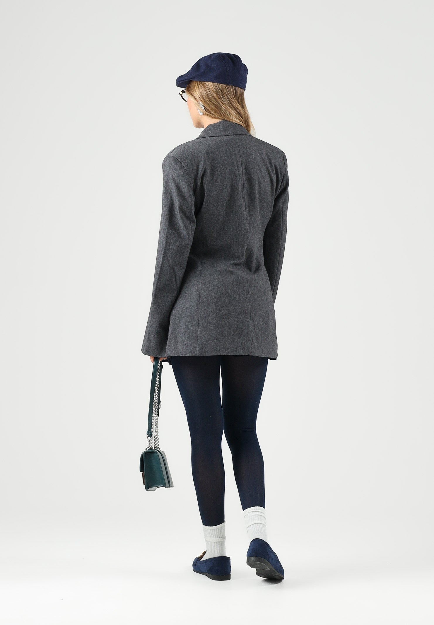 JDY Giacca monopetto grigio da donna con collo a rever e abbottonatura asimmetrica 15371417 DAGR JDY 