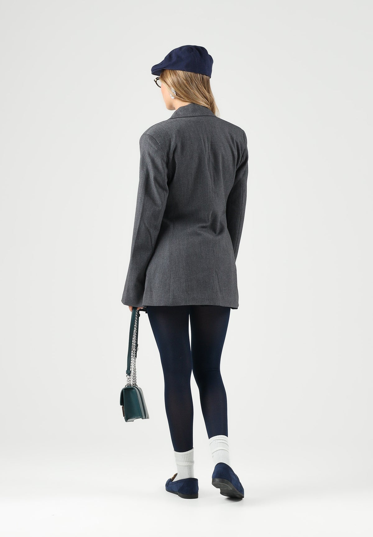 JDY Giacca monopetto grigio da donna con collo a rever e abbottonatura asimmetrica 15371417 DAGR JDY 