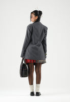 JDY Giacca monopetto grigio da donna con collo a rever e abbottonatura asimmetrica 15371417 DAGR JDY 
