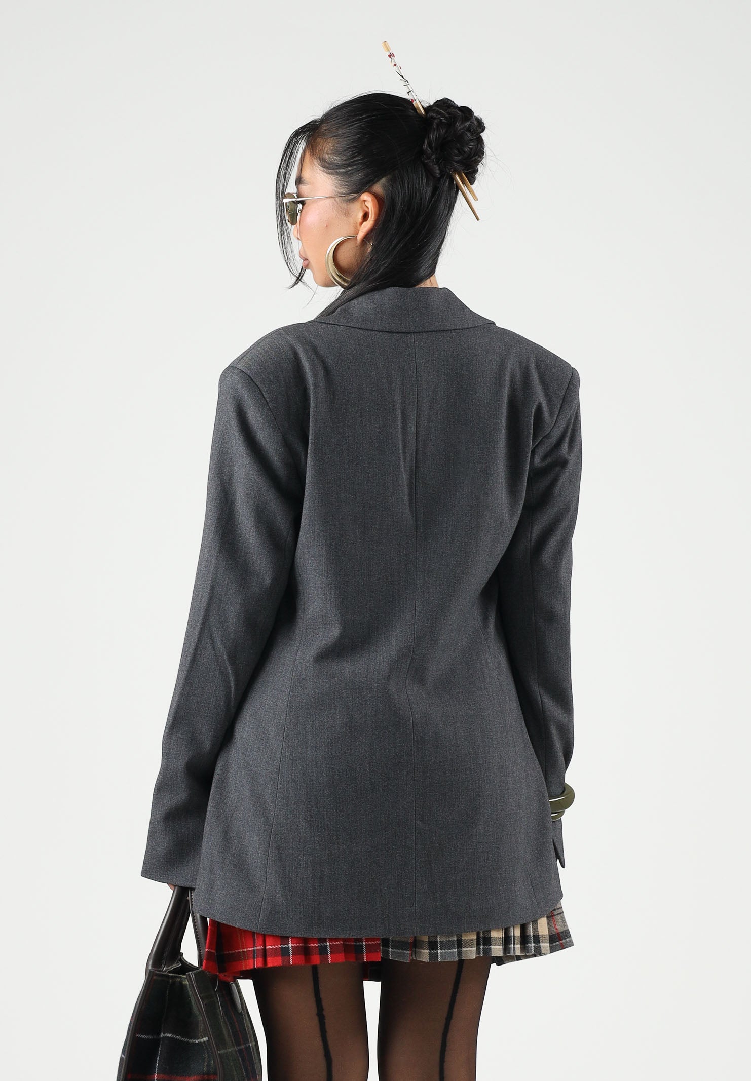 JDY Giacca monopetto grigio da donna con collo a rever e abbottonatura asimmetrica 15371417 DAGR JDY 