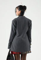 JDY Giacca monopetto grigio da donna con collo a rever e abbottonatura asimmetrica 15371417 DAGR JDY 