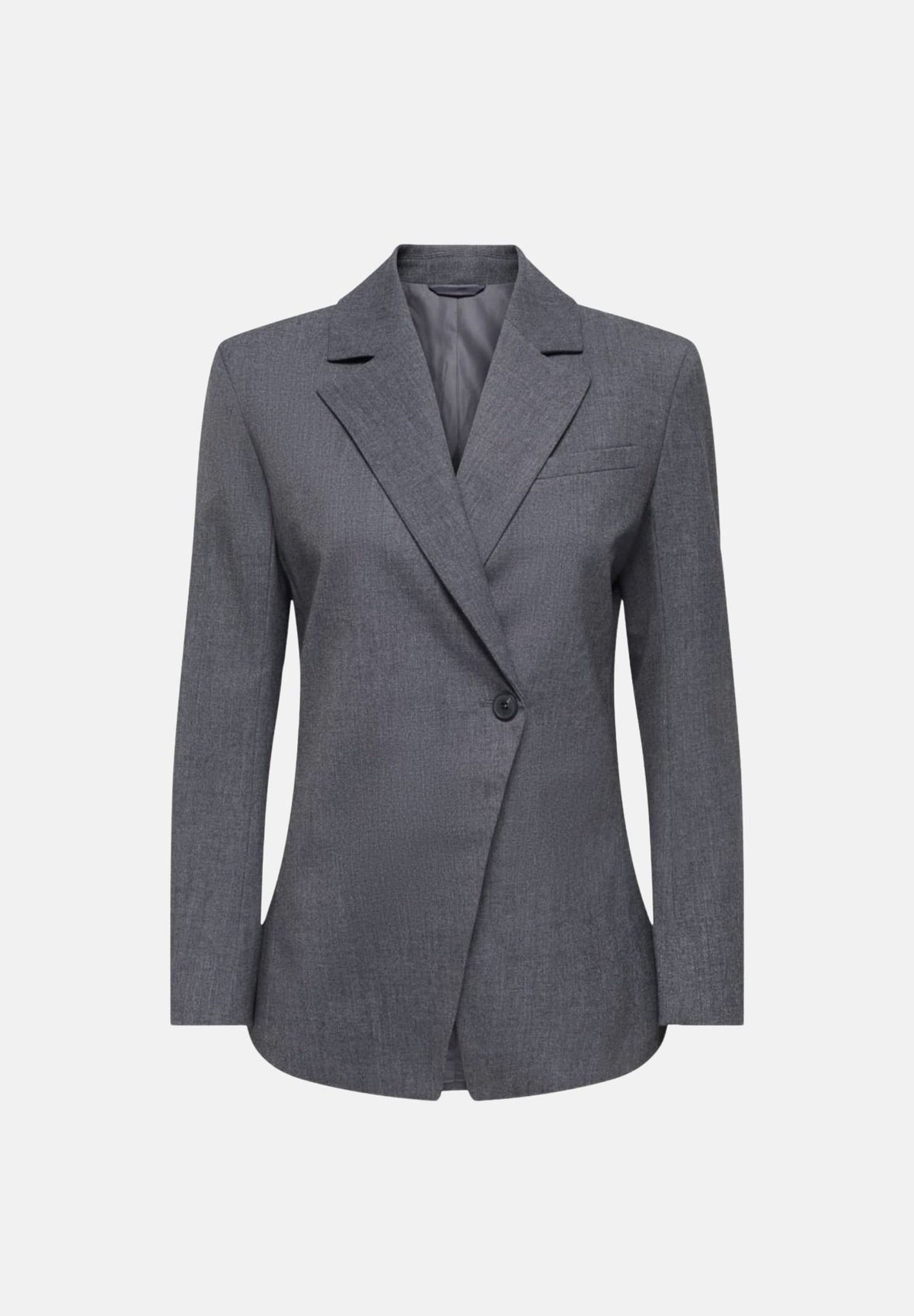 JDY Giacca monopetto grigio da donna con collo a rever e abbottonatura asimmetrica 15371417 DAGR JDY 
