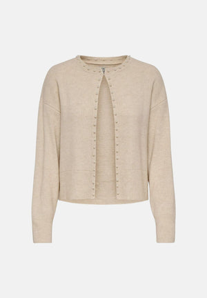 JDY Cardigan beige da donna con bottoni frontali a contrasto e scollo rotondo 15376584 SA JDY 
