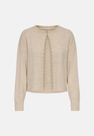 JDY Cardigan beige da donna con bottoni frontali a contrasto e scollo rotondo 15376584 SA JDY 