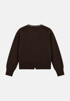 JDY Cardigan corto  JDYEMMALI marrone per donna con profili perlati a contrasto e girocollo. 15376584 COBE JDY 