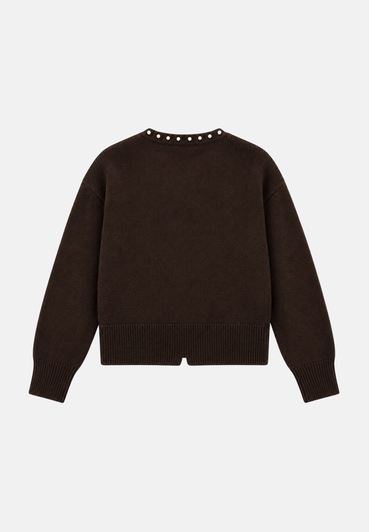 JDY Cardigan corto  JDYEMMALI marrone per donna con profili perlati a contrasto e girocollo. 15376584 COBE JDY 