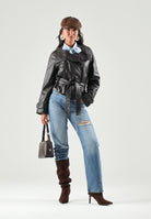 JDY Giacca in pelle JDYFAITH FAUX LEATHER chocolate torte-marrone scuro per donna con chiusura doppiopetto 15376704 CHTO JDY 