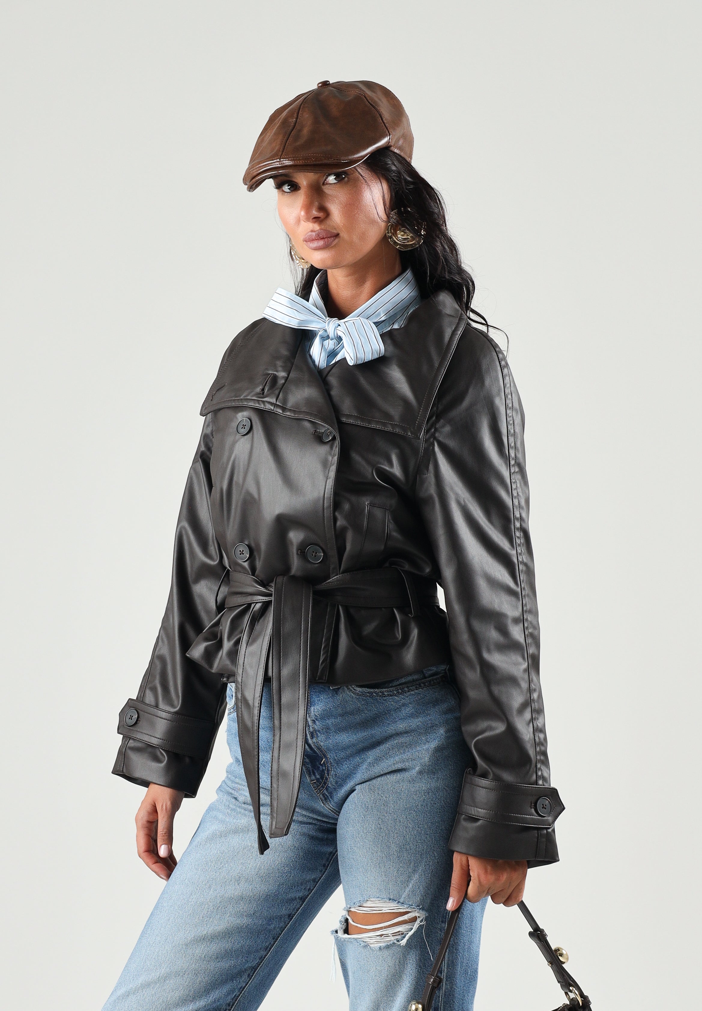 JDY Giacca in pelle JDYFAITH FAUX LEATHER chocolate torte-marrone scuro per donna con chiusura doppiopetto 15376704 CHTO JDY 
