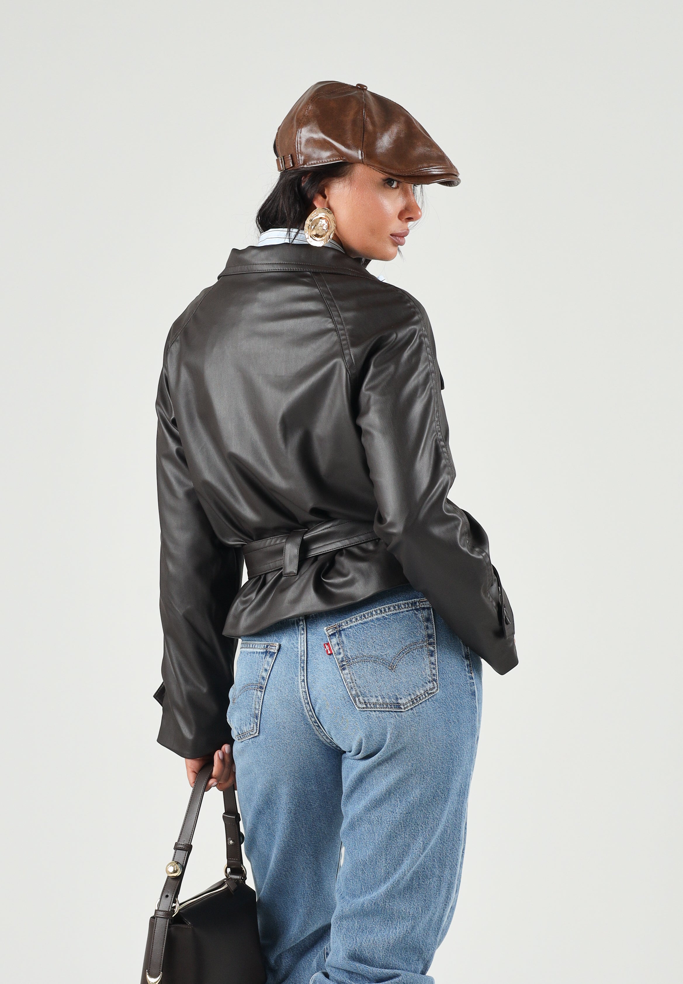 JDY Giacca in pelle JDYFAITH FAUX LEATHER chocolate torte-marrone scuro per donna con chiusura doppiopetto 15376704 CHTO JDY 
