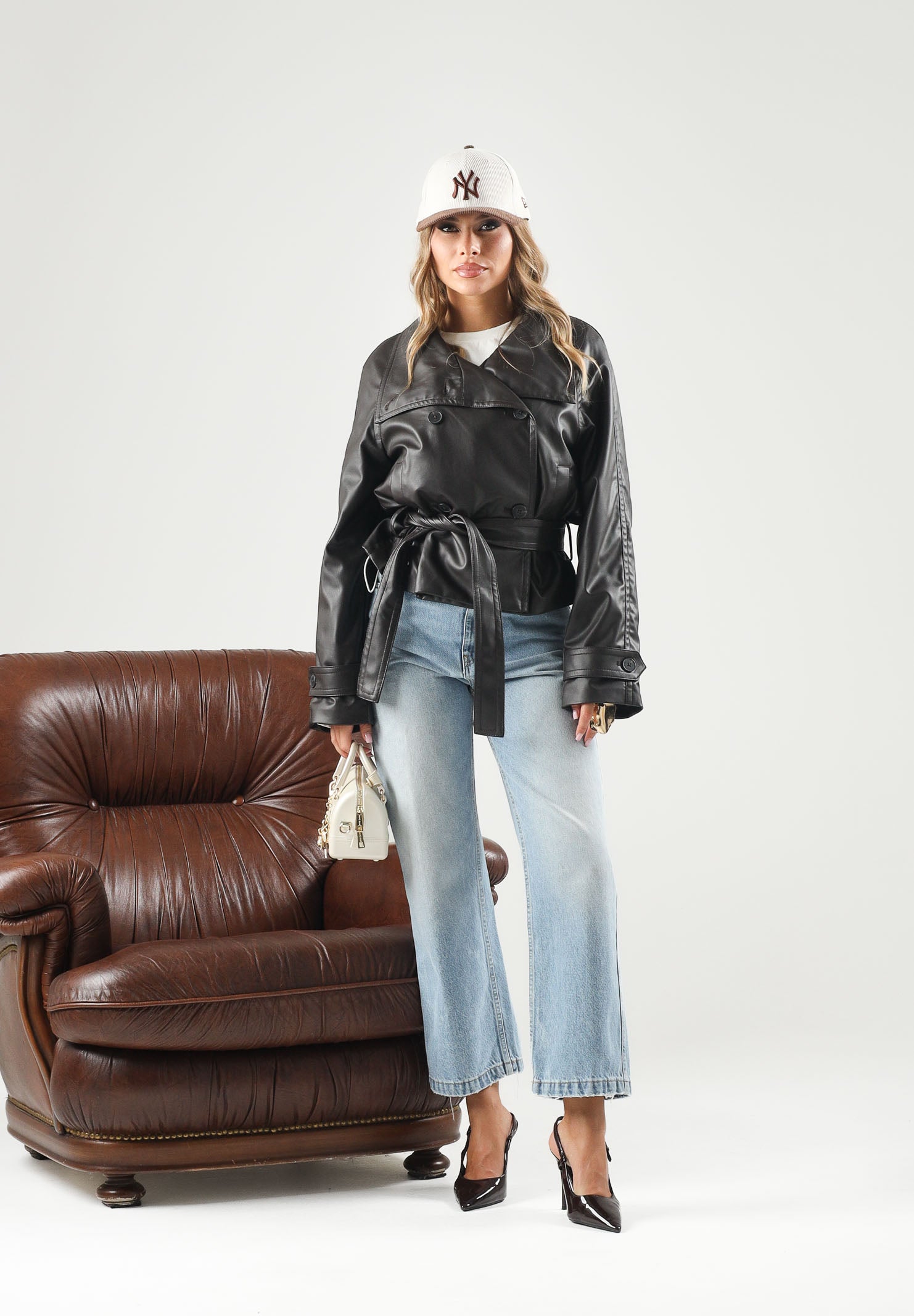 JDY Giacca in eco-pelle JDYFAITH FAUX LEATHER chocolate torte-marrone scuro per donna con chiusura doppiopetto 15376704 CHTO JDY 
