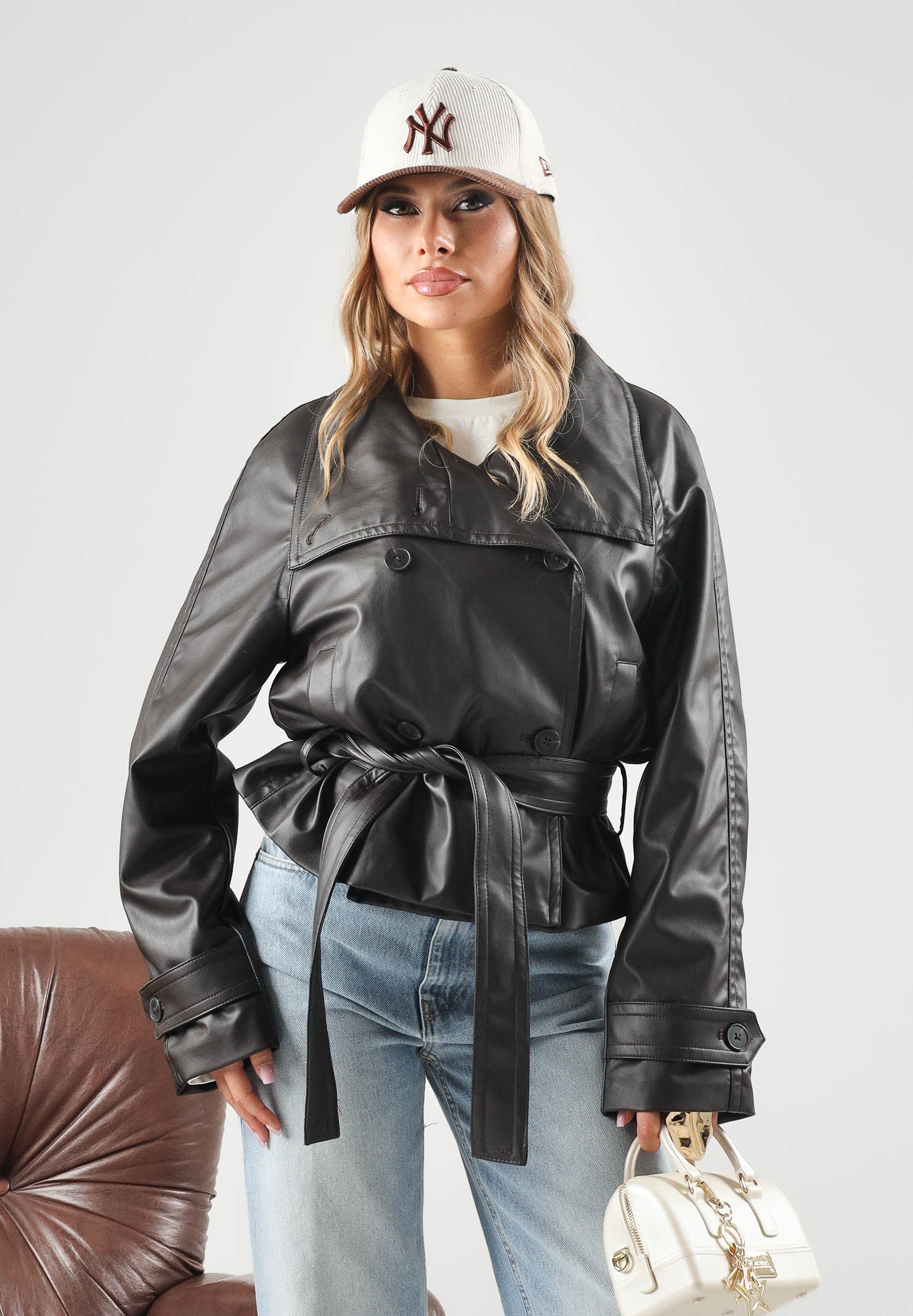 JDY Giacca in eco-pelle JDYFAITH FAUX LEATHER chocolate torte-marrone scuro per donna con chiusura doppiopetto 15376704 CHTO JDY 