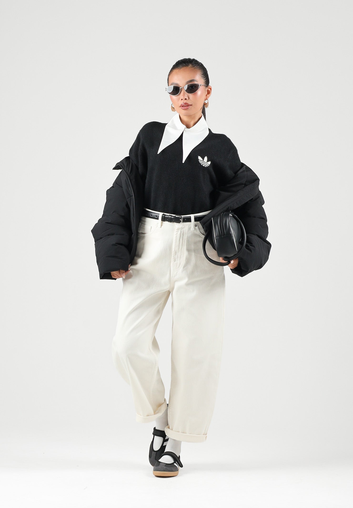 JDY Piumino nero da donna con collo alto imbottito e chiusura con zip integrale 15376707 BL JDY 