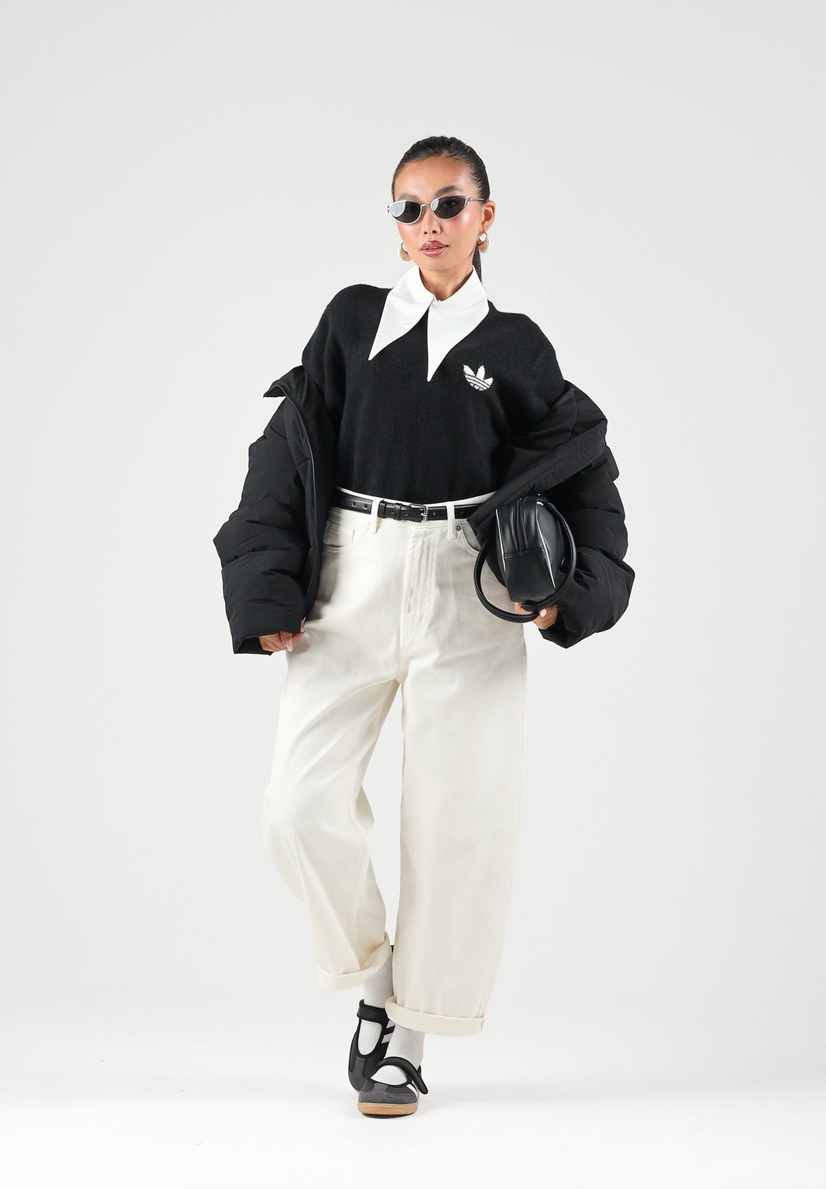JDY Piumino nero da donna con collo alto imbottito e chiusura con zip integrale 15376707 BL JDY 
