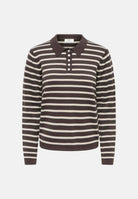 JDY Polo manica lunga marrone da donna con motivo a righe orizzontali 15379717 MUSA JDY 