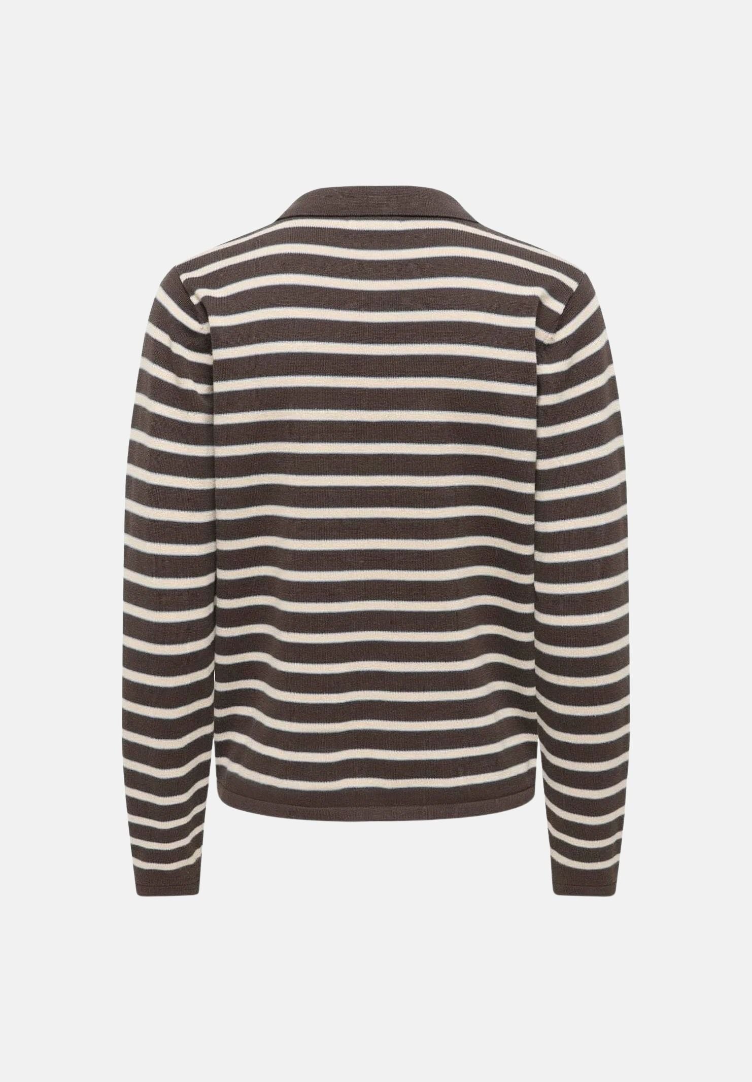 JDY Polo manica lunga marrone da donna con motivo a righe orizzontali 15379717 MUSA JDY 