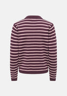 JDY Polo manica lunga JDYINA bordeaux e beige per donna con motivo a righe orizzontali 15379717 SA JDY 