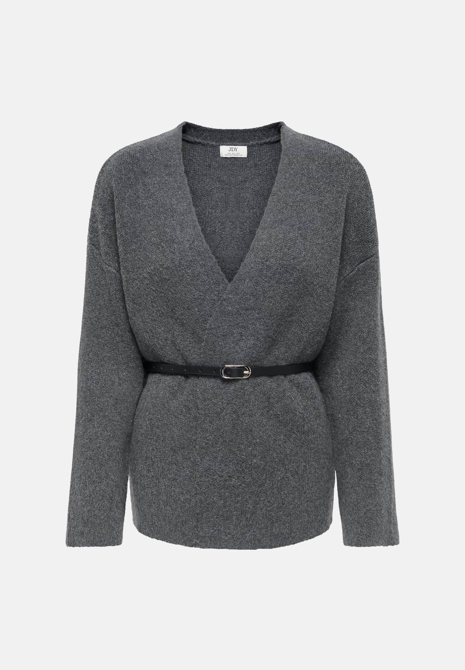 JDY Cardigan JDYWENDI in maglia grigio antracite mélange da donna con chiusura a portafoglio 15379775 DAGR JDY 