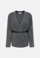 JDY Cardigan JDYWENDI in maglia grigio antracite mélange da donna con chiusura a portafoglio 15379775 DAGR JDY 