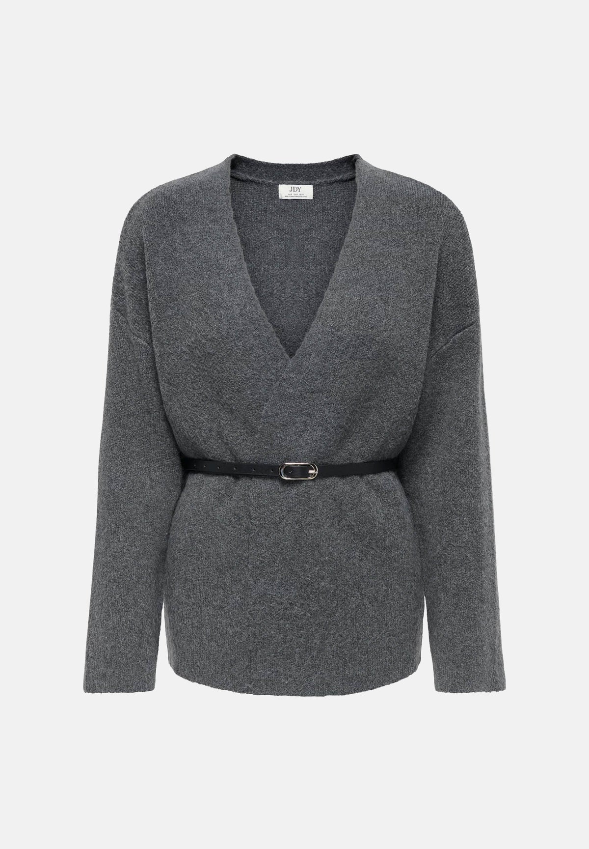 JDY Cardigan JDYWENDI in maglia grigio antracite mélange da donna con chiusura a portafoglio 15379775 DAGR JDY 