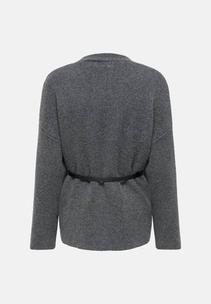 JDY Cardigan JDYWENDI in maglia grigio antracite mélange da donna con chiusura a portafoglio 15379775 DAGR JDY 