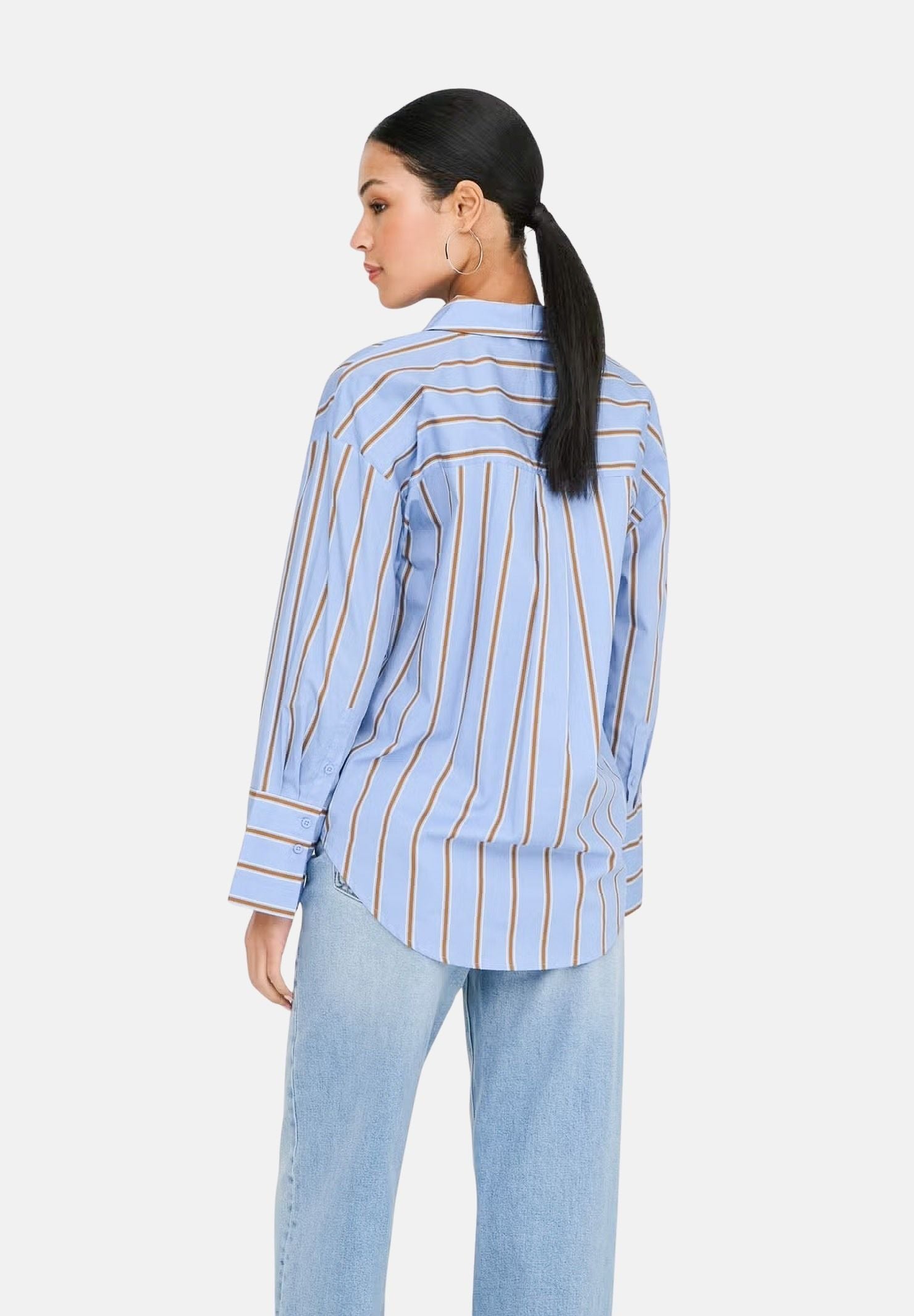 JDY Camicia JDYSERENA blue azzurro da donna con fantasia a righe verticali multicolore<BR/> 15380444 BEAI JDY 