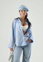 JDY Camicia JDYSERENA blue azzurro da donna con fantasia a righe verticali multicolore<BR/> 15380444 BEAI JDY 