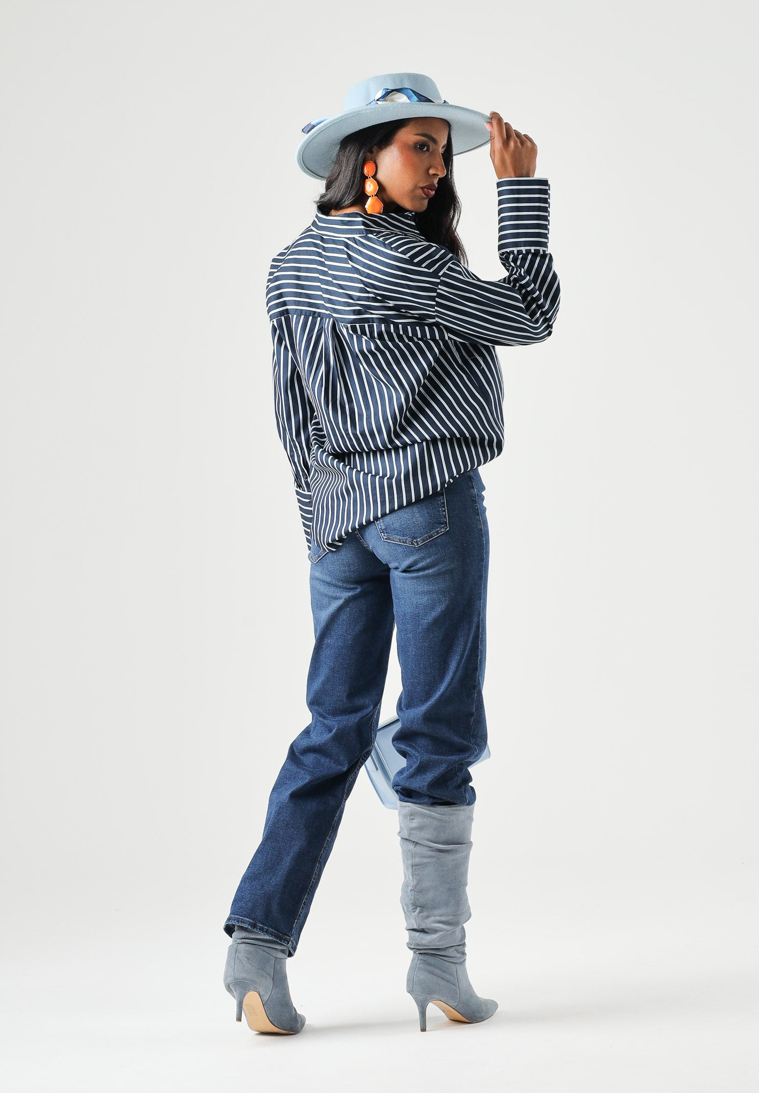 JDY Camicia JDYSERENA Navy Blazer SOFT blu da donna con fantasia a righe verticali multicolore. 15380444 NABL JDY 