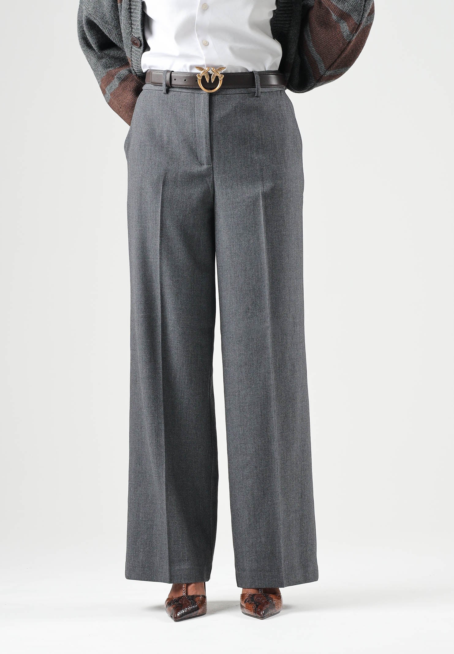 JDY Pantaloni JDYVALERIE grigi per donna con vita alta e gamba ampia 15380493 DAGR JDY 