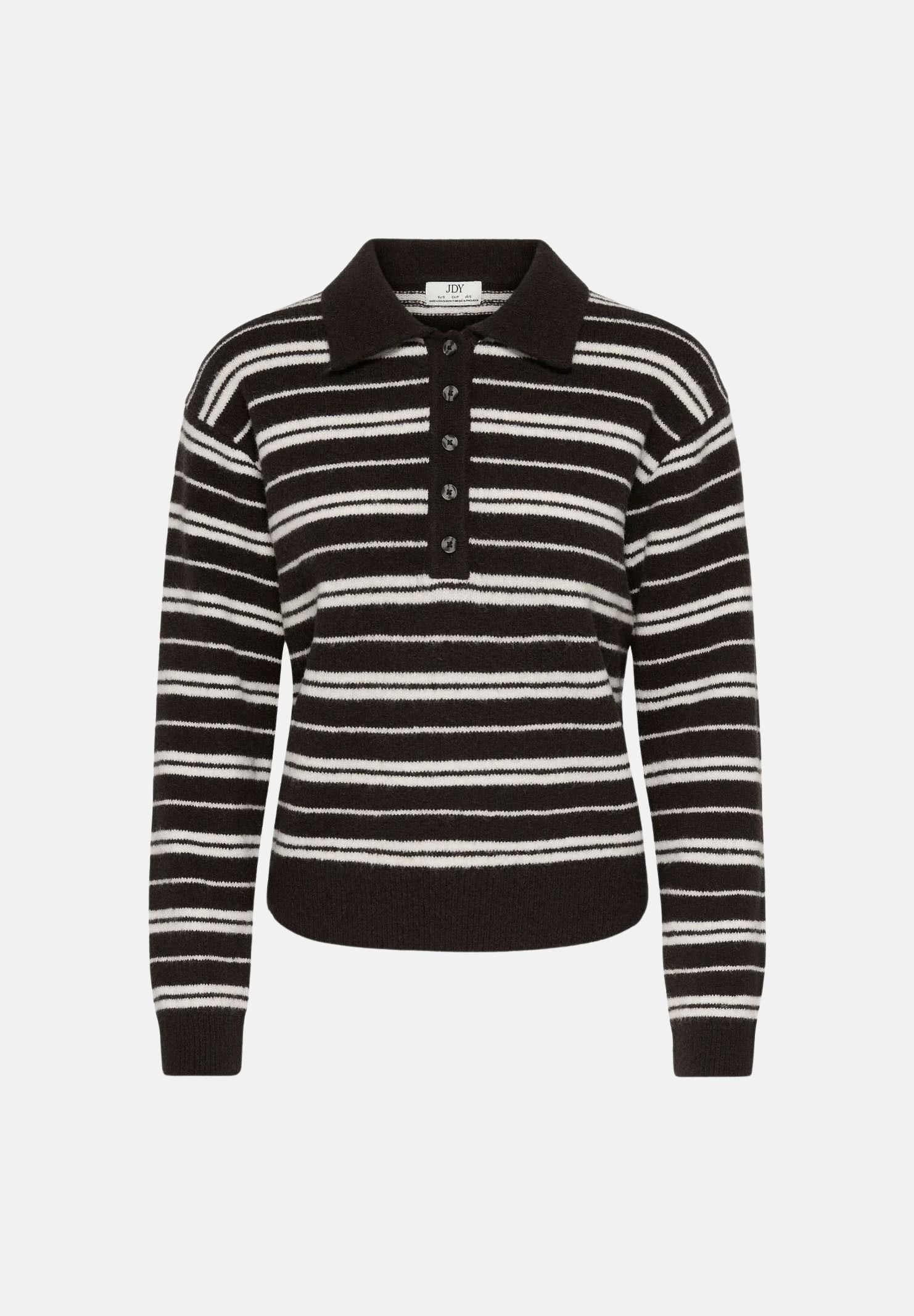 JDY Polo manica corta  JDYCHLOE marrone e beige per donna con motivo a righe 15381529 CHBR JDY 