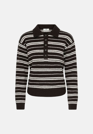 JDY Polo manica corta  JDYCHLOE marrone e beige per donna con motivo a righe 15381529 CHBR JDY 