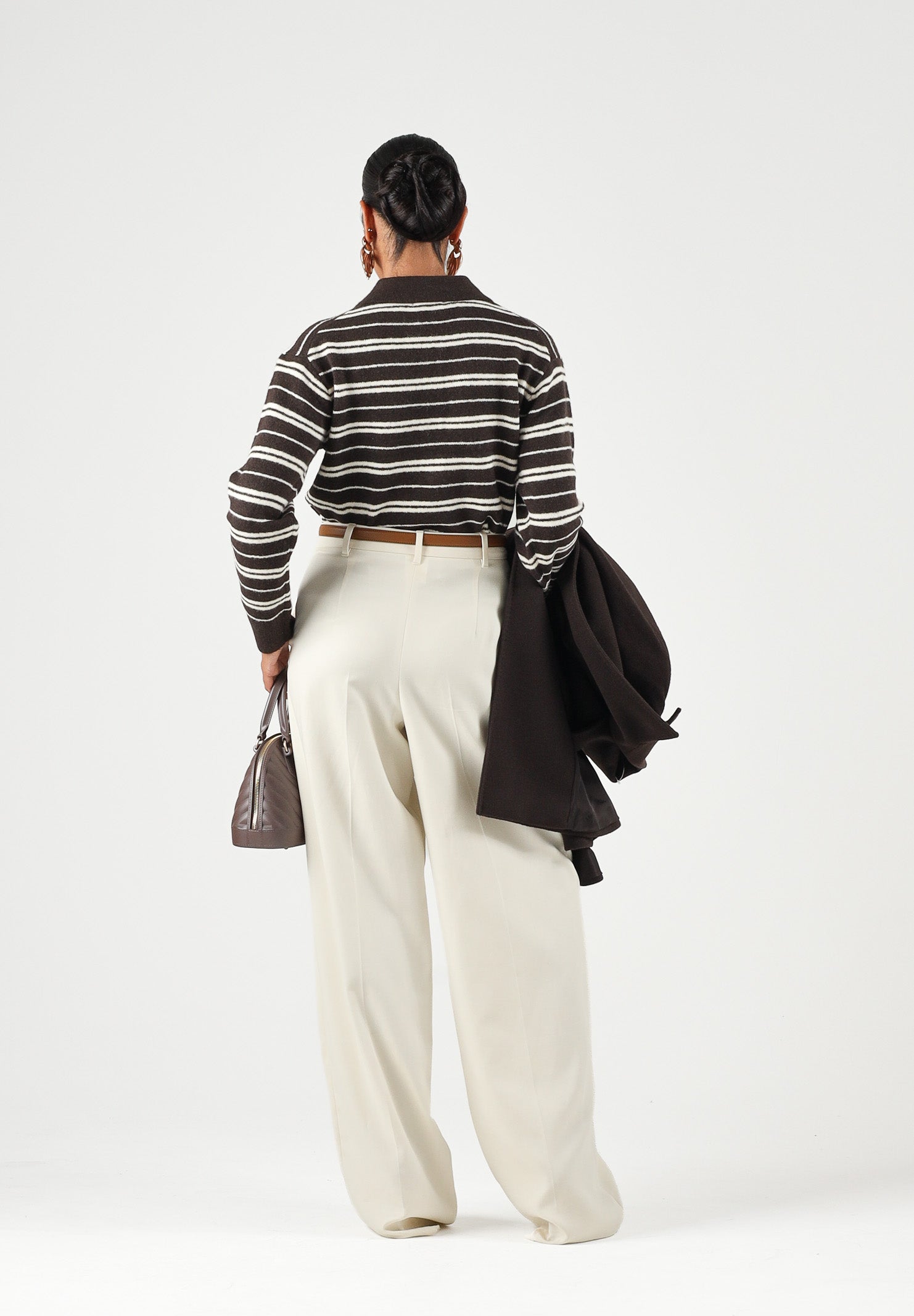 JDY Polo manica corta  JDYCHLOE marrone e beige per donna con motivo a righe 15381529 CHBR JDY 