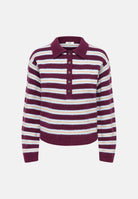 JDY Polo manica lunga JDYCHLOE bordeaux e bianco per donna con motivo a righe 15381529 FI JDY 