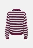 JDY Polo manica lunga JDYCHLOE bordeaux e bianco per donna con motivo a righe 15381529 FI JDY 