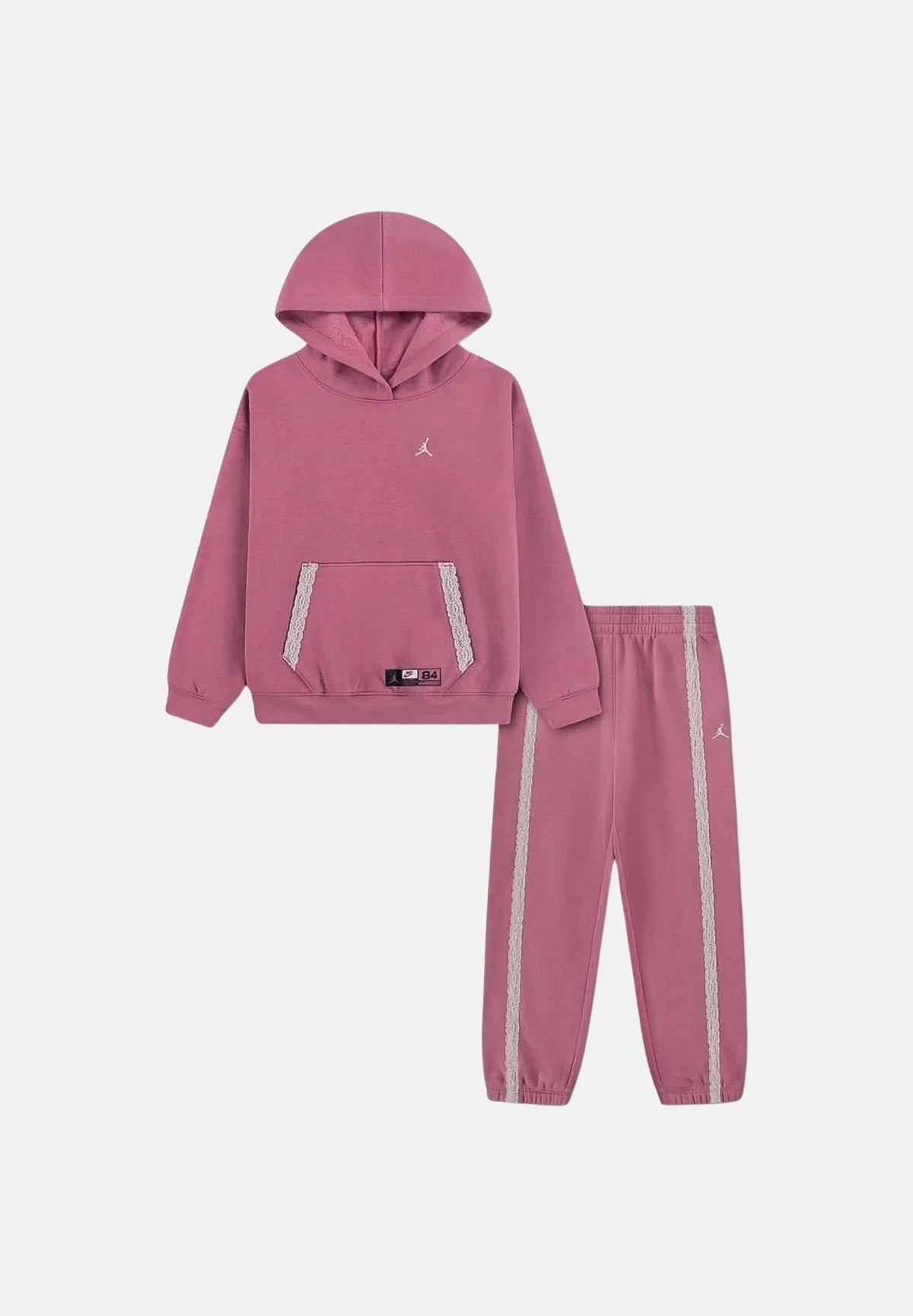 JORDAN Tuta rosa per bambina con cappuccio e bande laterali sportive. 35G258 P9I JORDAN 