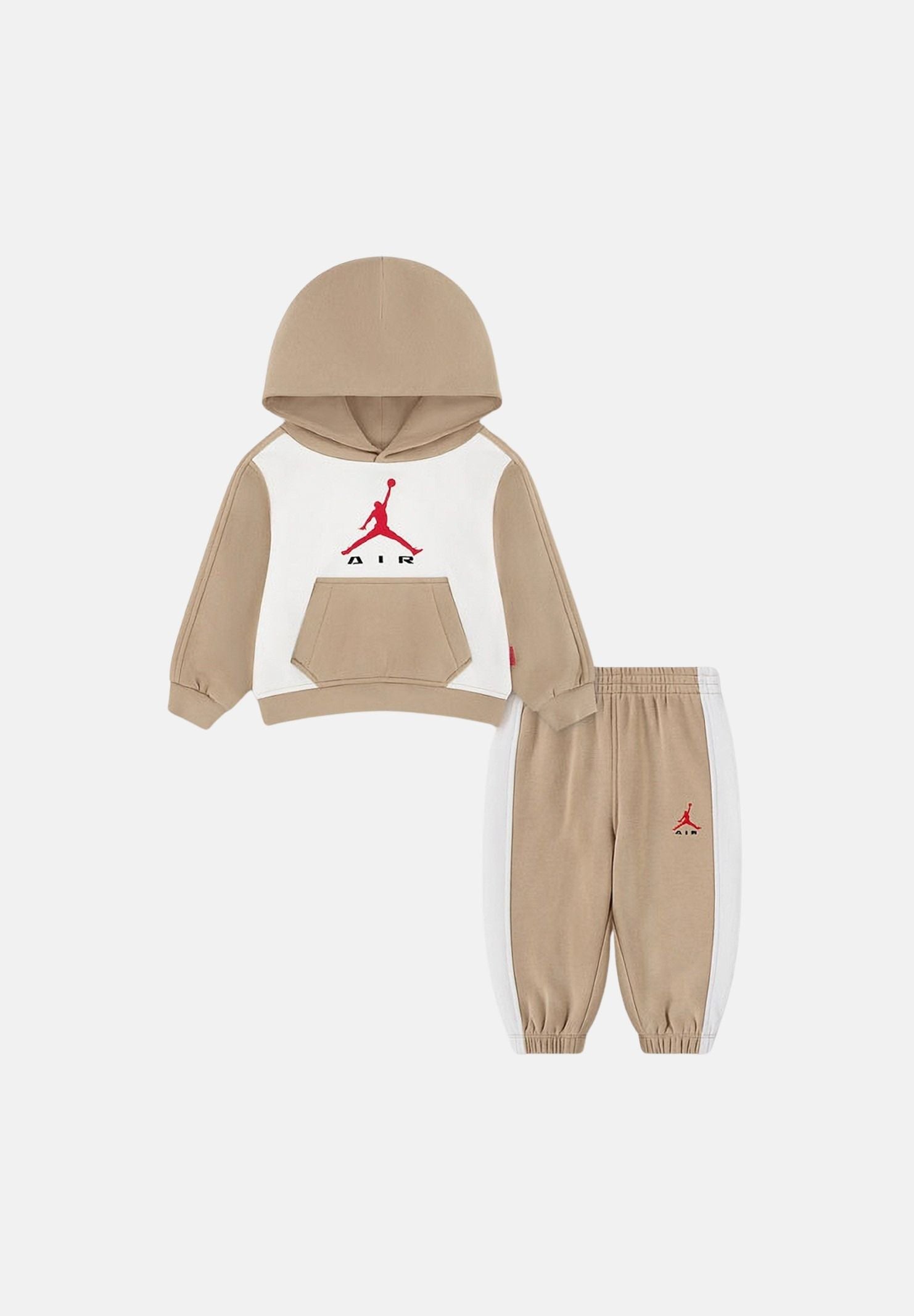 JORDAN Tuta beige per bambino e bambina con felpa bicolore e tasca a marsupio centrale 85G184 X0L JORDAN 